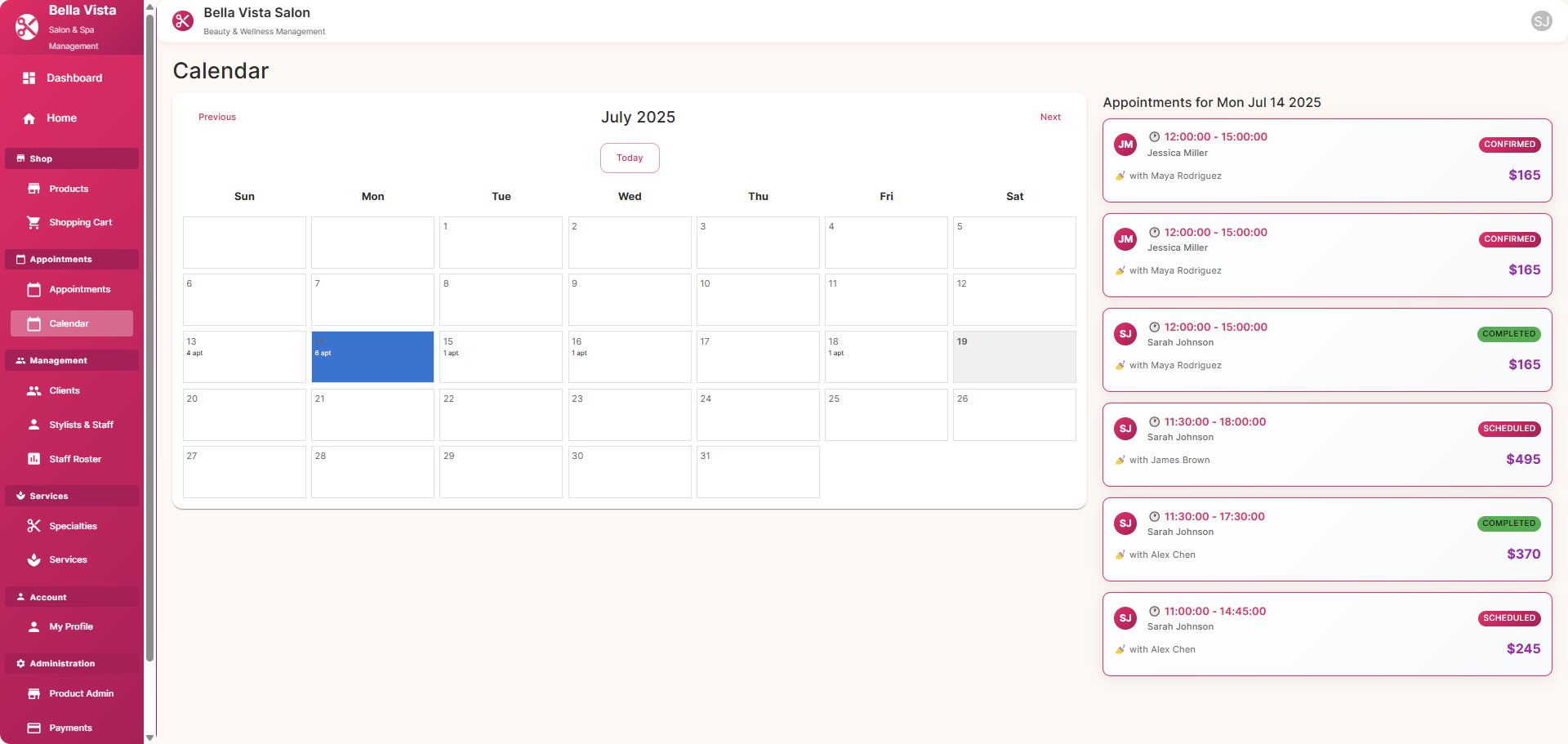 Calendar View